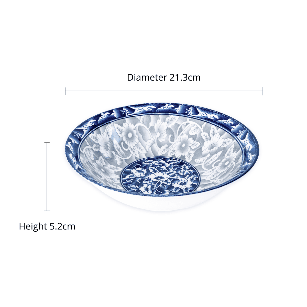8 Inch White And Blue Porcelain Bowls Ceramic Noodle Bowl Large Soup Bowls Kitchen Food Serving Bowl