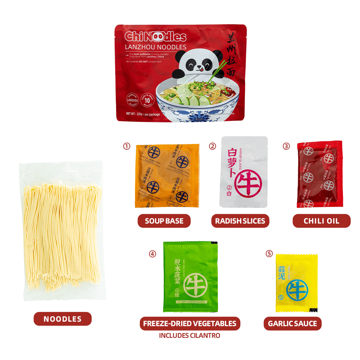 ChiNoodles Healthy Lanzhou Noodles, Air Dried, GMO Free,  8 Pack