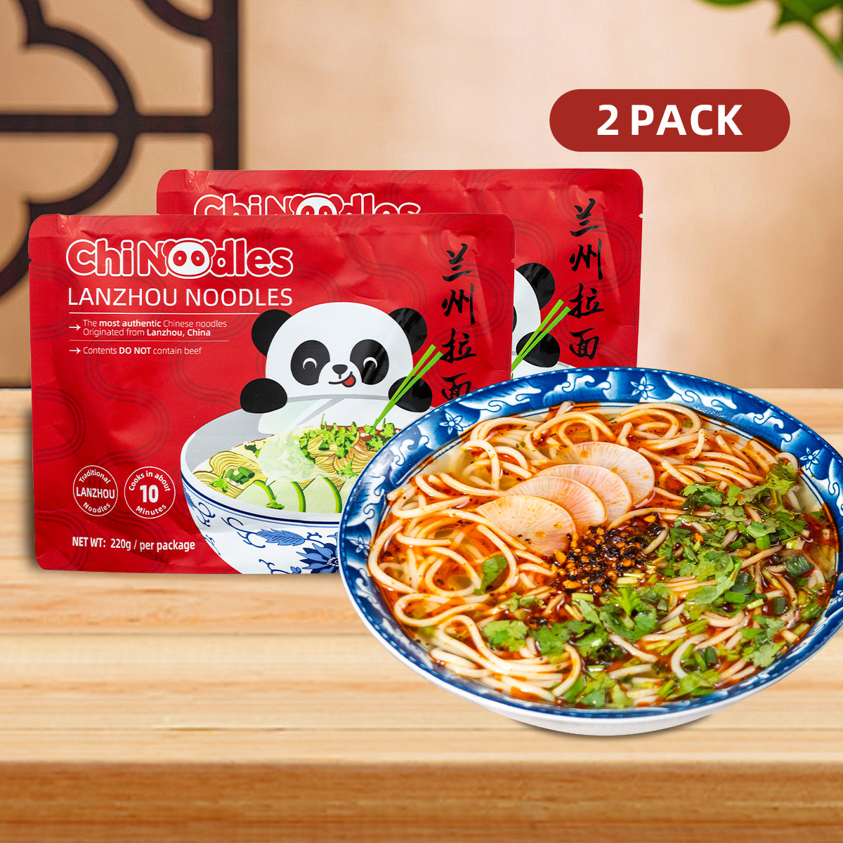 ChiNoodles Lanzhou Noodles Beef Flavor (8 Pack) + $29.99 Free Bowl, Only $4.99/Meal