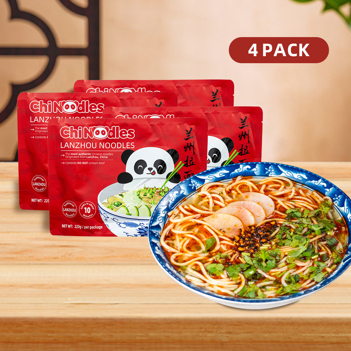 ChiNoodles Lanzhou Noodles Beef Flavor (8 Pack) + $29.99 Free Bowl, Only $4.99/Meal